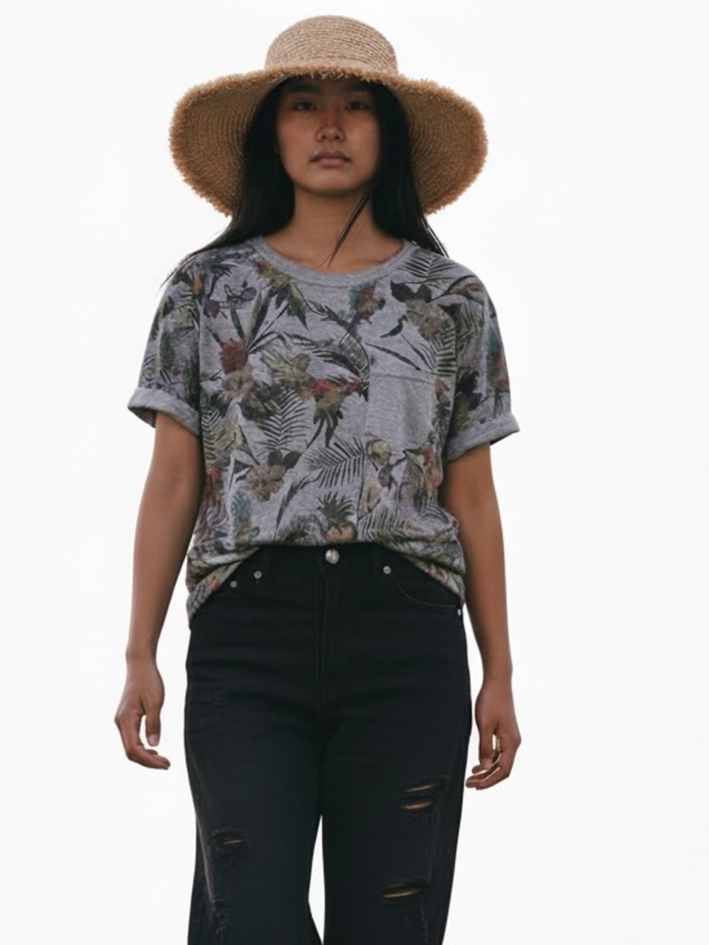 H & M TROPICAL PRINT TEE